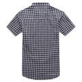 Padrão xadrez de mangas curtas camisa casual masculina